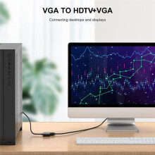VGA-Zu-HDTV + VGA-Konverter, Computeranschluss, Monitor, Fernseher, Dual-Bildschirm mit Display-Adapterkabel mit Stromkonverter