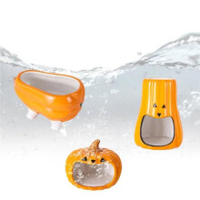 Cartoon Pumpkin Hamster Daily Necessities Set Ceramic Hamster Food Bowl Cooling Bathtub Cute Hamster Nest 4pcs
