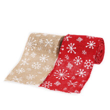 Burlap Lint Met Sneeuwvlokken Voor Kerst En Huisdecoratie