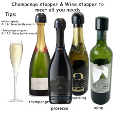 Champagne and Wine Stoppers, (4Pack) Champagne and Wine Sealer, Reusable Silicone Leakproof Champagne & Wine Stoppers