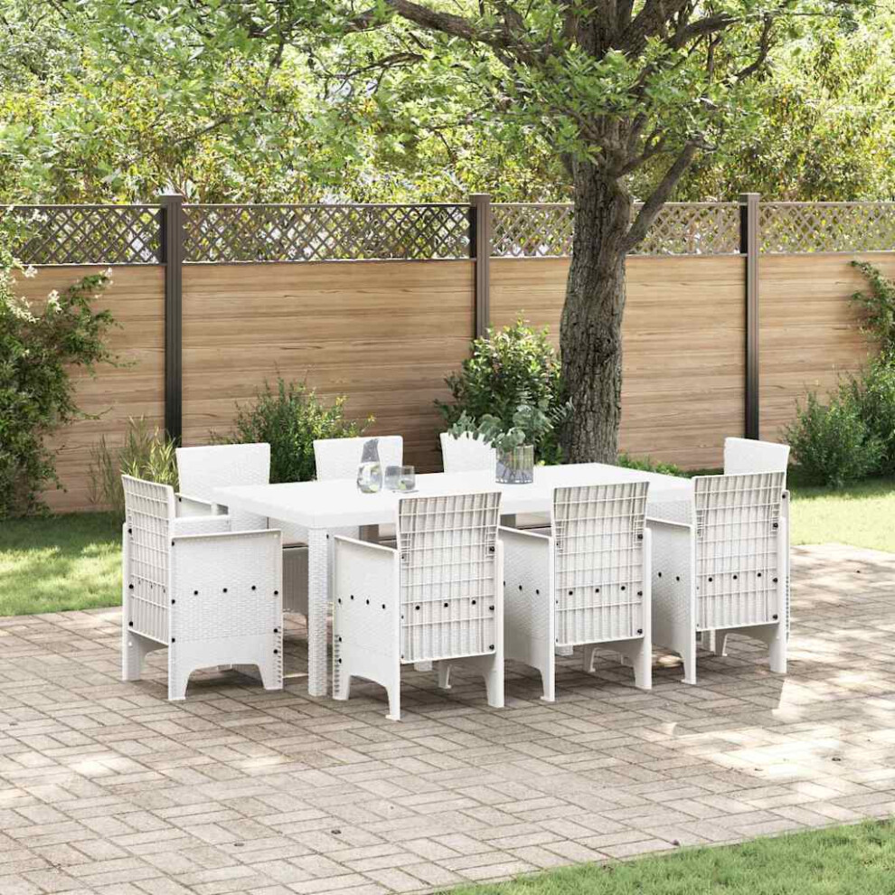 Vidaxl Garden Dining Set 9 Pcs White Polypropylene