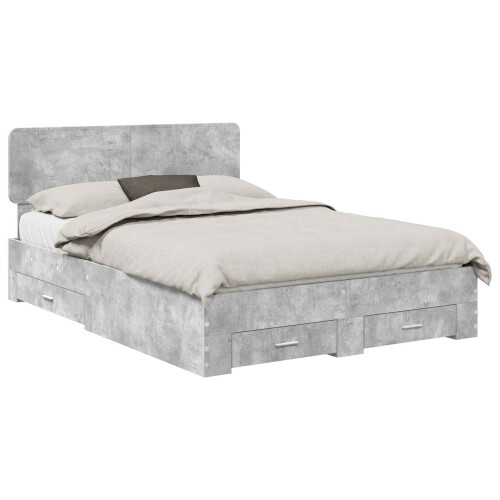 VidaXL vidaXL Bed Frame Concrete Grey 150 x 200 cm Engineered Wood 1