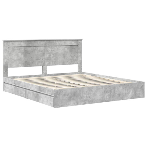 VidaXL vidaXL Storage Bed Concrete Grey 200 x 200 cm Engineered Wood 2