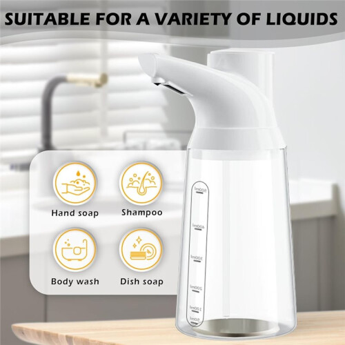 Touchless Automatic Soap Dispenser USB Rechargeable Adjustable 4-Level Sensor Pump for Kitchen Bathroom Black 2