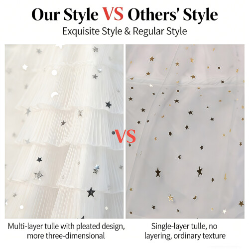 Star Decors Tulle Crinoline With Flexible Adjustment-White