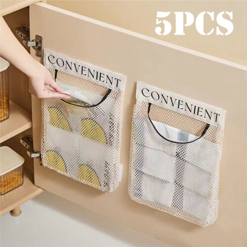 Large Capacity Mesh Storage Wall-Mounted Multifunctional Storage Bag for Groceries Reusable Kitchen Storage Tool 1