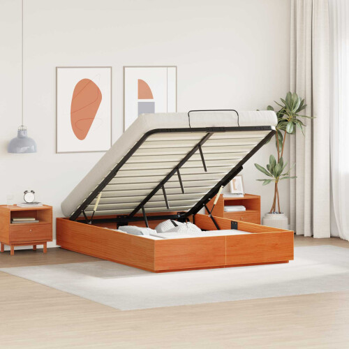 VidaXL vidaXL Ottoman Bed Frame Wax Brown 150 x 200 cm Solid Pine Wood