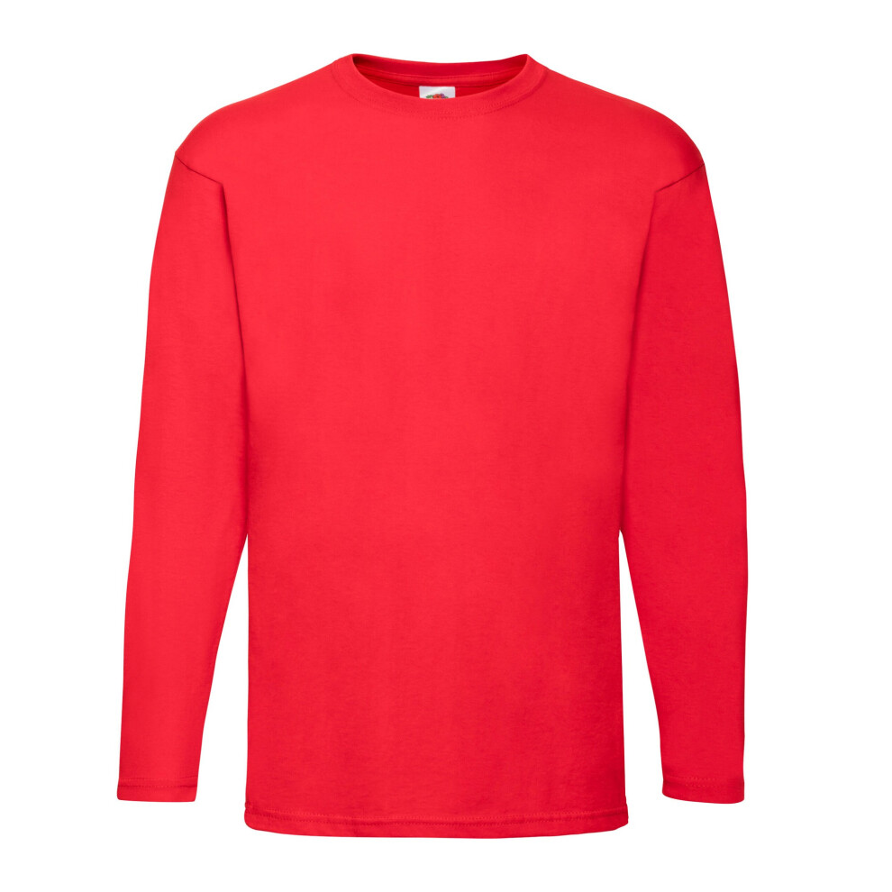 Fruit Of The Loom (S, Red) Unisex Adult Valueweight Plain Long-Sleeved T-Shirt