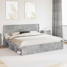 vidaXL Bed Frame with Storage and Headboard Concrete Grey 180 x 200 cm