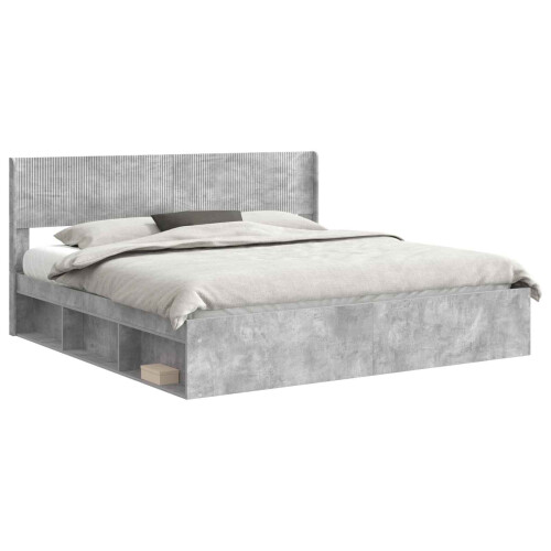 VidaXL vidaXL Bed Frame with Storage and Headboard Concrete Grey 180 x 200 cm 1