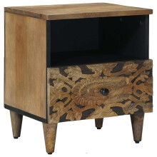 vidaXL Bed cabinet with Drawer Brown 40 x 33 x 46 cm Solid Mango Wood