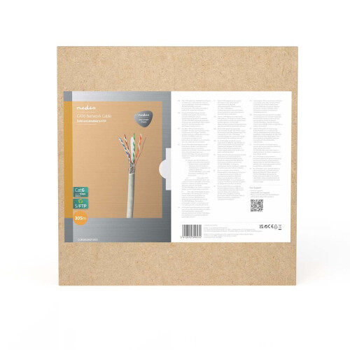 CAT7 nettverkskabel, 305m, skjermet, solid kobber, grå 2