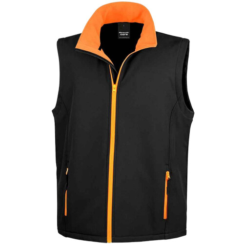 Result (M, Black/Orange) Result Mens Core Printable Soft Shell Bodywarmer