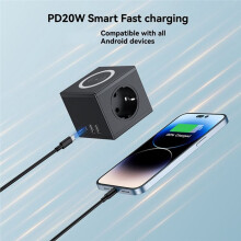 Enchufe de Carga Inalámbrica Tipo Cubo, Estándar Europeo, PD15W, Carga Rápida, USB, para Escritorio de Oficina (UE), B