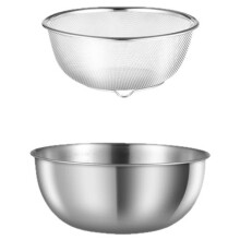 Juego de Colador de Cocina de Acero Inoxidable con Cesta y Bol para Lavar Fácilmente Frutas, Verduras y Arroz. Utensilio de Cocina.