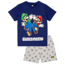 (11-12 Years, Navy/Grey) Super Mario Boys Short Pyjama Set