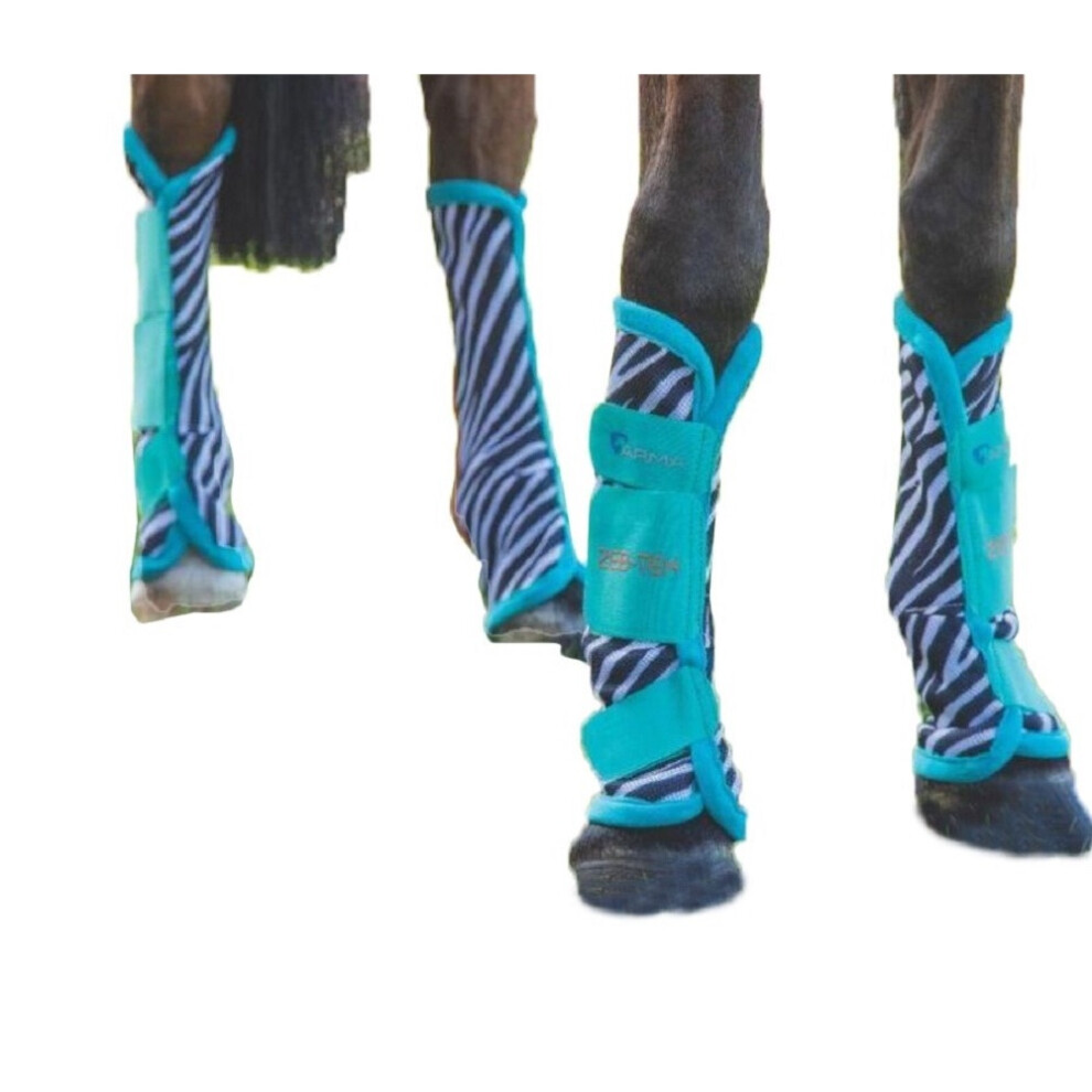 Photos - Equestrianism ARMA Zeb-Tek Horse Fly Turnout Socks (Pack of 4) (Cob, Black/White/Teal)