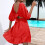 Womens Dresses Square Neck Tie Back Lantern Sleeve-White S 8