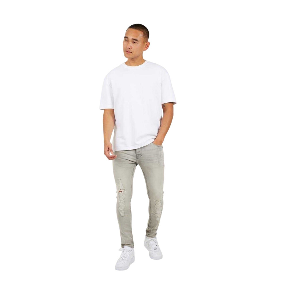 Brave Soul (32L, Blue) Mens Distressed Skinny Jeans