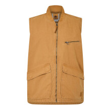 (S, Wheat) Timberland Mens Washed Ribbed Collar Gilet