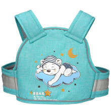 (Light Green Bear)Electric Motorcycle Child Harness With Cartoon Print For Safe Experience Riding