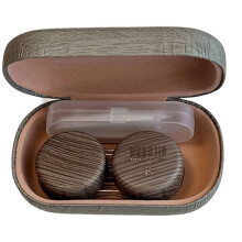 Boîte de rangement pour lentilles de contact, étui en cuir-Gris
