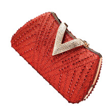 Sac de soirée élégant en PU avec serrure en métal-Rouge
