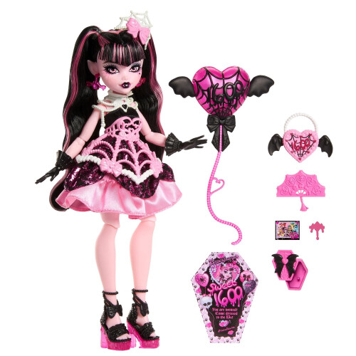 Bambola Draculaura con abito da festa e accessori 2