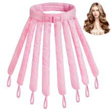 (Pink)Octopus Wavepattern Hair Curler With Mixed Materials For Noheat Bedtime Hairdo