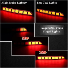 Rear Bumper Reflectors Light for Chevy Suburban Tahoe Yukon 2021-2024 Sequential Turn Signal Lamp Brake Light