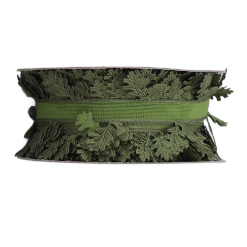 Green Leaf-Shaped Ribbon 1.6 Inch Width 2