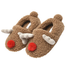 1Paar Knusse Indoor Slippers Met Antislipzool Bruin