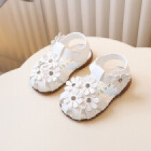(White,16)Sandalias de bebé infantil para verano antideslizantes de cuero sintético con cinta mágica con correa