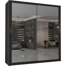 (Wenge, 120cm) Modern Sliding Door Wardrobe with Mirror