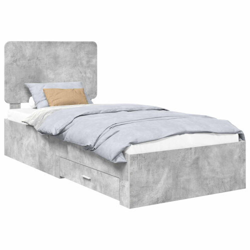 VidaXL vidaXL Bed Frame with Drawer Concrete Grey 90 x 190 cm Engineered Wood 1