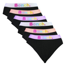 (9-10 Years, Black) Bench - 6 Pack Girls Black Cotton Stretch Briefs Soft Breathable Everyday Underwear