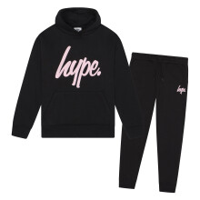 (11-12 Years, A Black) Hype - Girls Tracksuit Kids Black Hoodie and Joggers Casual Lounge Set
