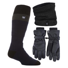 (L/XL, Marineblau / Schwarz) Heat Holders - Heat Holders - Herren Ski Set Schal Handschuhe Thermo Skisocken Winter Set