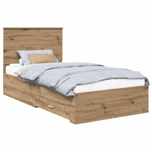 VidaXL vidaXL Bed Frame with Drawer Artisan Oak 100 x 200 cm Engineered Wood 1