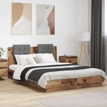 vidaXL Bed Frame with Headboard Old Wood 140 x 200 cm Engineered Wood