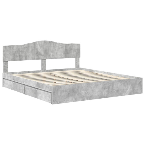 VidaXL vidaXL Storage Bed Concrete Grey 200 x 200 cm Engineered Wood 1