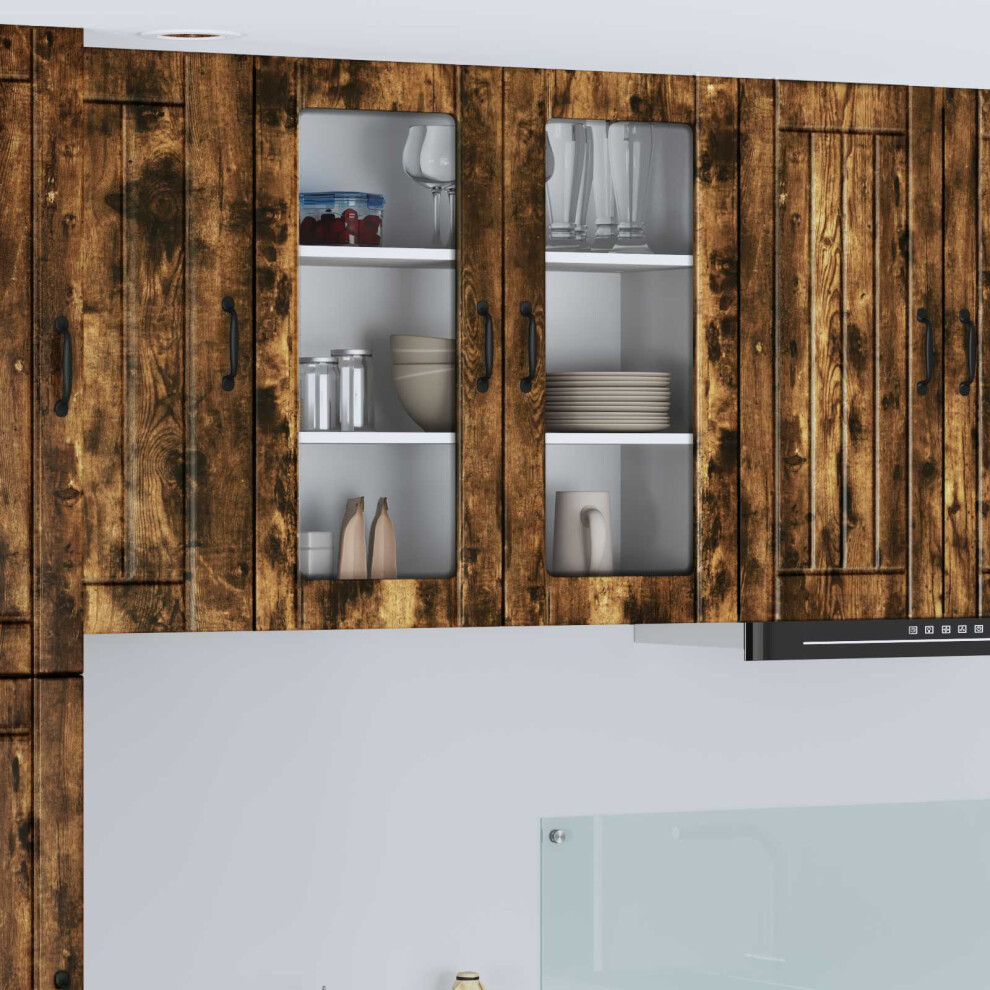 Vidaxl Wall Glass Cabinet Lucca Smoked Oak 80 X 31 X 80 Cm 8721359459418