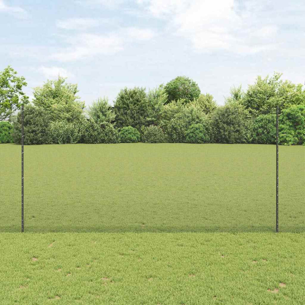 Vidaxl Welded Wire Fence With Post 50 X 1.5 M Pvc-Coated Steel Grey