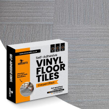 (Linear Mist Grey, 30) Vinyl Floor Tiles Self Adhesive 45 x 45cm Carpet Effect Peel and Stick Floor Tiles for Kitchen Living Room & Office