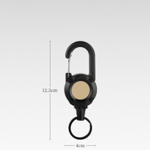 (Black) NEW Outdoor Auto Retractable Wire Rope Anti-Theft Tactical Keychain