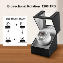 Automatic Single Watch Winder with Quiet Motor - Black PU Leather, Adjustable Watch Pillow, Soft Interior for Women