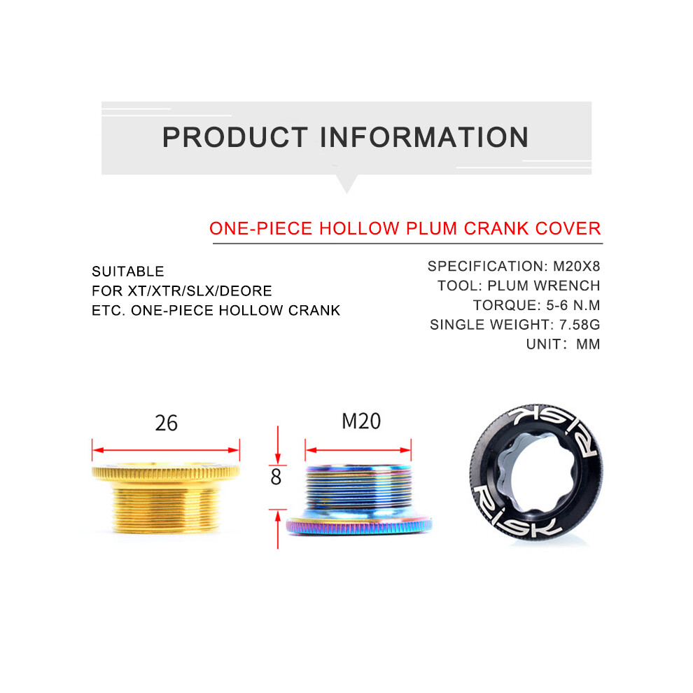 (Dazzle) M20 Mtb Crankset Cover Screw Cap, Compatible With Xtr/Slx/Deore, Bike Bolts 413590419921