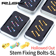 (Gold) M5x18mm Hollow Titanium Bicycle Stem Bolts MTB Road Mountain Bike Fixing Screws