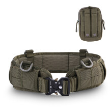 (Khaki) Outdoor Tactical Belt Tactical Belt Seal Waist Pack Set Thickened Nylon Belt Set Adjustable