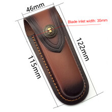 (S) Universal Fold Knife Sheath Cowhide Leather Pocket Sheath Scabbard Outdoor Protect Cover Belt Loop Storage Bag Knife Tool